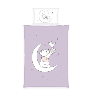Image de Herding Parure de Lit Winnie l&#039;Ourson Disney, Taie d&#039;Oreiller 40 x 60 cm avec motif réversible, Housse Couette 100 135 cm, Fermeture éclair, 100% Coton