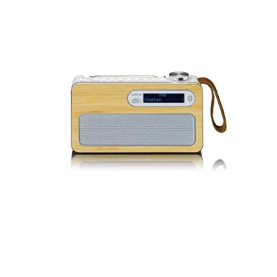 Image de Lenco PDR 040 Radio Portable DBA+ FM avec Bluetooth Batterie intégrée de 2000 mAh 3 W RMS Horloge et réveil en Bambou véritable Blanc
