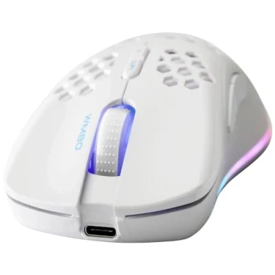 Image de DELTACO GAMING White Line WM80 Souris de Jeu légère sans Fil LED RVB Récepteur USB 2,4 GHz 6400 DPI 1000 Hz Blanc