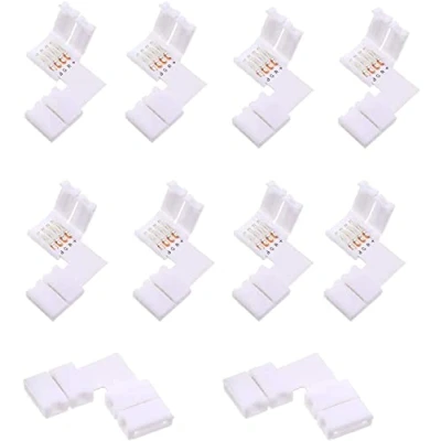 Image de ENQIMAOYI connecteurs d&#039;angle sans soudure en forme de L 4 broches à angle droit 10 mm pour RVB 3825 (4 10)