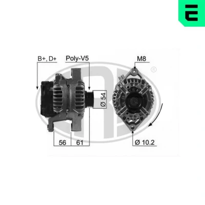Image de ERA 210584A Alternateur 14V 120A OPEL: Astra H 3/5 portes, Meriva A, Zafira B, SAAB: 9 3 Berline, Break, Cabriolet, VAUXHALL: Corsa Mk2