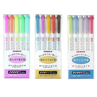Image de Zebra Mildliner Lot de 15 surligneurs à double pointe couleurs variées