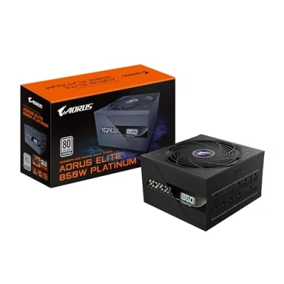 Image de GIGABYTE AORUS Elite P850W Alimentation PCIe 5.0, 80 Plus Platinum, Conception entièrement modulaire, Ventilateur de 120 mm, Compatible ATX 3.0, Prise EU
