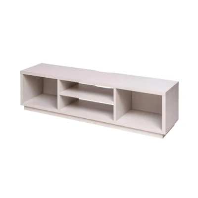 Image de Iris Ohyama, Meuble TV, Support télévision pour ecran jusqu&#039;à 65 pouces, 4 Etagères, Sortie câbles, Pieds ajustables, Chambre, Salon TV Cabinet Standard OTS 150S Chêne Blanc