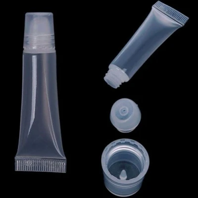 Image de Brussels08 Lot de 5 tubes vides transparents rechargeables avec bouchons pour maquillage et gloss à lèvres 10 ml