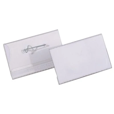 Image de Durable 800819 Porte Badge Universel Fixation Par Epingle Torsadée pour Insertion Format 40 x 75 mm Plastique Résistant Transparent Boîte de 100