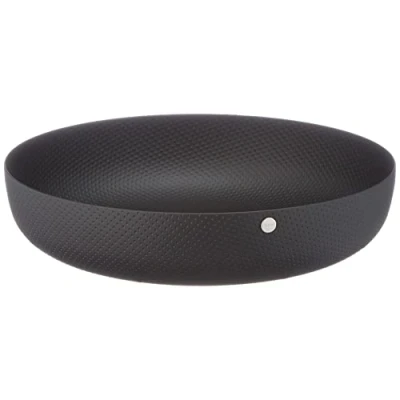 Image de Alessi Jm17/21 BT Panier Rond Design, Acier Coloré avec Résine Époxy et Décoration en Relief, Noir, 21 cm