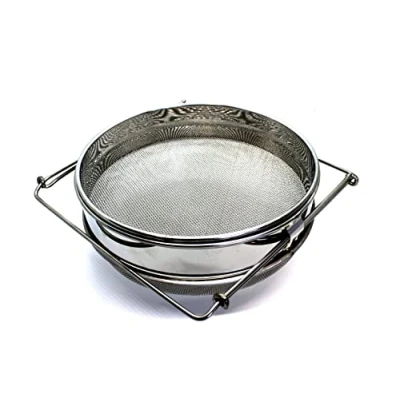 Image de Passoire à miel extensible avec double tamis. Filtre maille fine pour miel, en acier inoxydable, confiture, poudre, huile
