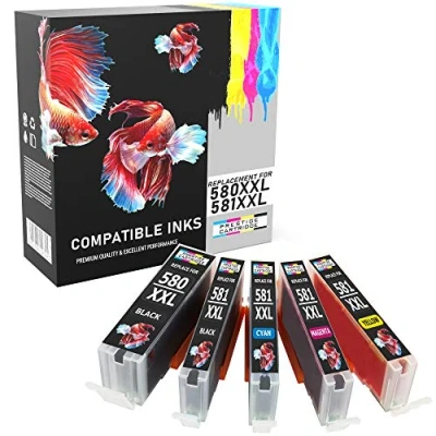 Image de Prestige Cartridge PGI 580XXL CLI 581XXL Cartouches d&#039;encre 580 581 XXL Compatible avec Canon Pixma TS6150 TS6151 TS6250 TS705 TR7550 TS8150 TS8151 TS8152 TS8250 TR8550 TS9150 Pack de 5