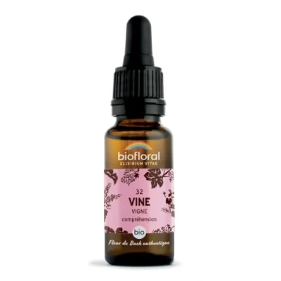 Image de Pranarôm BIOFLORAL 32 Vine, Vigne BIO DEMETER Compréhension Fleur de Bach Authentique Compte gouttes 20 ML