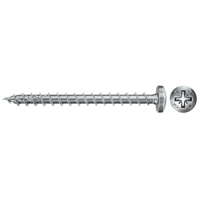 Image de fischer Vis à bois PowerFast II 4.0x45 Tête cylindrique bombée. empreinte PZ. zingué blanc. filetage total/Boite de 200