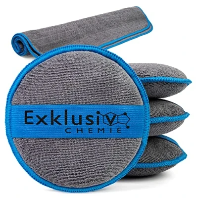 Image de Exklusiv Chemie® Eponge à polir manuelle pour voiture Pad applicateur microfibre Application de polish, cire &amp; produit d&#039;entretien douce (4)