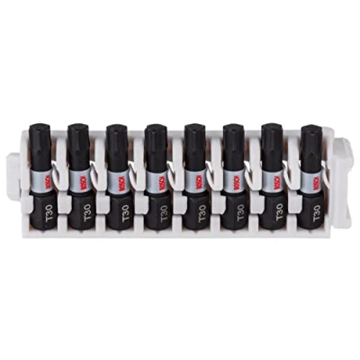 Image de Bosch Professional 8 pièces Pack d&#039;Embouts de Vissage Torx (Impact Control, T30 Bits, Longueur 25mm, Pick and Click, Accessoires visseuse à percussion)