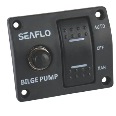 Image de SEAFLO Panneau de commutation 3 voies pour pompe cale (automatique hors manuel) 12 V 24 avec disjoncteur 15 A intégré