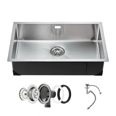Image de VEVOR keukenspoelbak enkele bak inbouwspoelbak RVS 70x43x19cm onderbouw