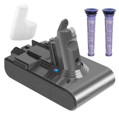 Image de Waitley 6000mAh Batterie pour Dyson V6 DC62 SV03 DC58 DC59 DC61 DC72 DC74 SV06 SV09 avec 2 Filtres Lavables, sans Besoin de vis
