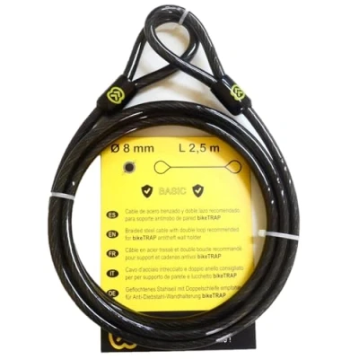 Image de antivol pour velos: Câble 2,5 mx 8 mm d&#039;acier de double boucle support bikeTRAP