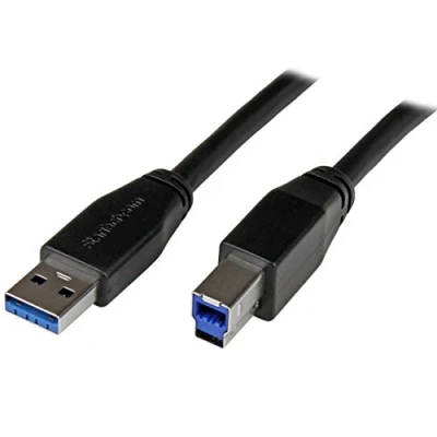 Image de StarTech.com Câble USB 3.0 actif A vers B de 5 m Cordon 3.1 Gen 1 (5 Gb/s) M/M Noir (USB3SAB5M)