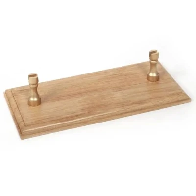 Image de Occre Base d&#039;exposition en chêne massif + 2 supports fonte laminée 250 x 120 15 mm code 19164