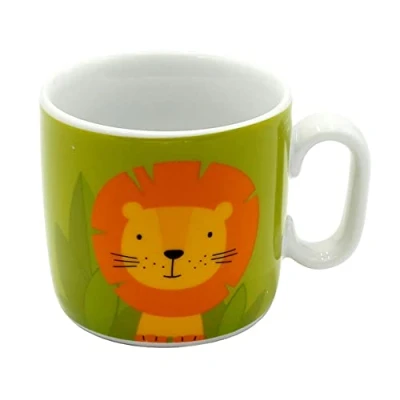 Image de Dekohelden24 Mug avec anse/lion/inscription « Mutig &amp; Wild/H/Ø env. 6,8 x 7,4 cm Capacité 150 ml Porcelaine 940334