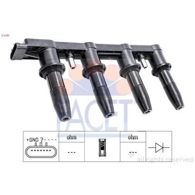 Image de FACET 9.6445 Bobine d&#039;allumage OPEL: Astra J 5 portes, Mokka / X, Corsa E 3/5 CHEVROLET: Cruze Trax, Berline