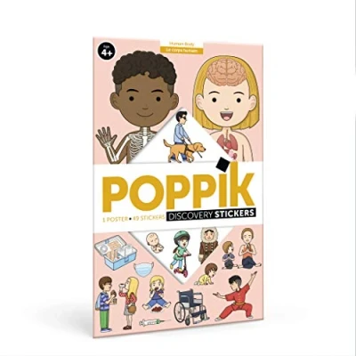 Image de poppik Poster EDUCATIF Corps Humain Puzzle Enfant Créatif Décoratif à Gommettes Autocollantes Repositionnables Cadeau Coloriage Géant, Jeu 49 Stickers 3 12 Ans
