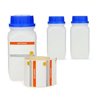 Image de Octopus Lot de 3 bouteilles à col large 750 ml avec bouchon vis, produits chimiques, laboratoire couvercle comme récipient rangement pour laboratoire, cuisine