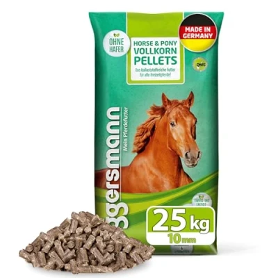 Image de Eggersmann Mein Pferdefutter Horse &amp; Pony Granulés complets 10 mm 25 kg Complément Alimentaire pour Chevaux de Loisirs Idéal comme Nourriture crèche Seule réduite en