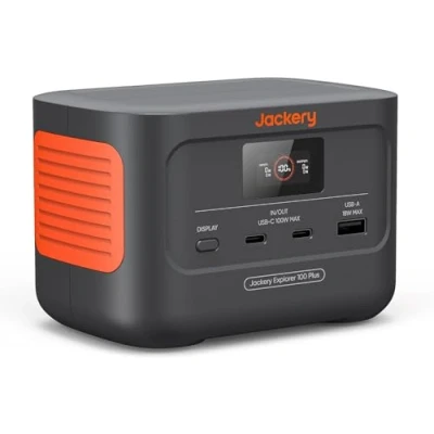 Image de Mini Générateur Électrique Portable Jackery Explorer 100 Plus, 99Wh/31000mAh Batterie LiFeP04 Inusable, 3 Ports USB A/C 128W Sortie Max, Taille d&#039;une Seule Main pour Voyages d&#039;affaires et Excursions