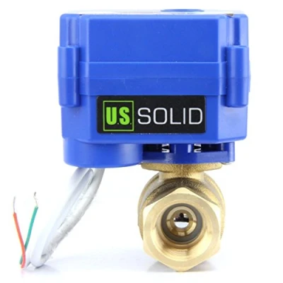Image de U.S. Solid 1/2&quot; Vanne motorisée Laiton a sphere 2 voies electrique 220V AC, fils, retour automatique NC