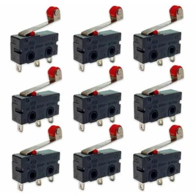 Image de Lot de 10 micro interrupteurs fin course avec levier à rouleau Bouton fermeture Interrupteur porte Fenêtre Alarme 250 V 5 A SPDT 3 broches