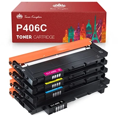 Image de Toner Kingdom CLT P406C Compatible pour Samsung C460W CLX 3305 3300 3305W C467W Cartouche d&#039;encre Xpress C410W CLP 360 365 K406S Toner(4 Pack)