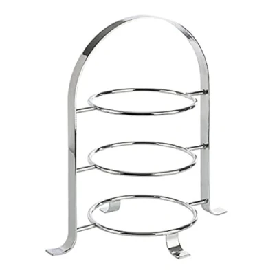 Image de APS Présentoir Etagère de haute qualité en métal chromé pour 3 assiettes avec un Ø max. 17cm hauteur totale 25,5 cm (assiettes non incluses)