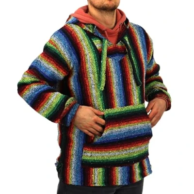 Image de LOUDelephant Sweat à capuche mexicain recyclé Baja Jerga taille réelle M 4XL, Arc en ciel fluo, L