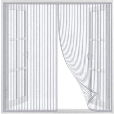 Image de Moustiquaire Transparente Universelle pour Fenêtre, Magnétique Mailles Ultra Fine Aimants, Aimants Fermeture Automatique, Porte Rideau de Balcon (White, 95x150)