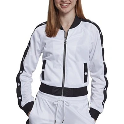Image de Urban Classics Ladies Button UP Track Jacket Blouson Bomber, Femme, Taille: Medium, White/black/white