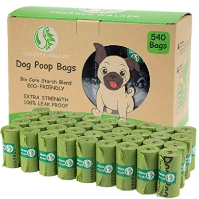 Image de Greener Walker Sacs à Déjections Canines 540 Scas,pour Déchets Chiens,étanches,Extra larges,épais et résistants(vert)