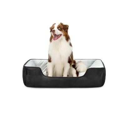 Image de lionto Panier Chien 2 en 1 lit Coussin réversible, (L) 110x80 cm Noir/Gris