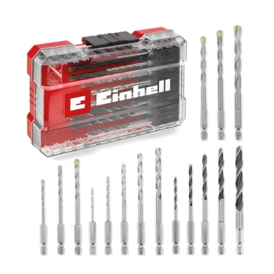 Image de Original Einhell M CASE 16 pcs. set de forets (forets à bois, pierre et métaux avec tige E 6.3 pour visseuses sans fil perceuses, boîte rangement incluse)