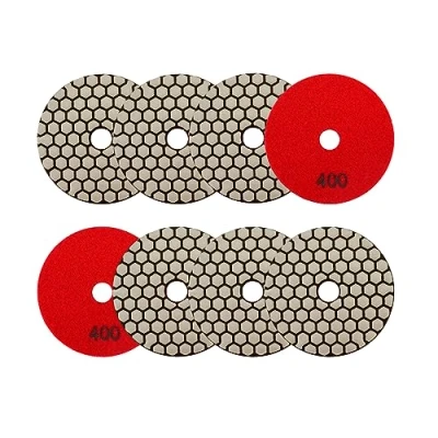 Image de SANLEETEK Disque Diamant Polissage 4&quot;/100mm 8 Pièces Grain 400 Pads pour Granit Marbre Pierre Artificielle Quartz Meuleuse D&#039;angle