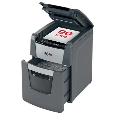 Image de Rexel Déchiqueteuse de papier Optimum Autofeed, alimentation automatique et découpe particules P4, 90 feuilles, poubelle amovible 34 litres, 2020090X
