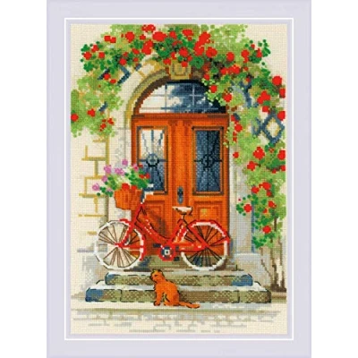 Image de RIOLIS 1831 Kit de broderie au point croix Motif porte italienne 21 x 113 cm 14 fils Multicolore