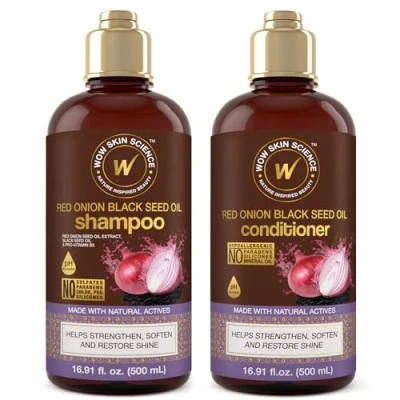 Image de WOW Skin Science shampooing et après à l&#039;huile de graines noires d&#039;oignon avec huile capillaire Brun 16,9 Fl Oz (Lot 2)