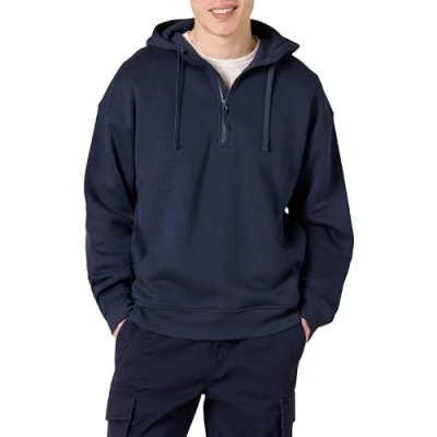 Image de Amazon Essentials Sweatshirt à Capuche surdimensionné col zippé Homme, Bleu Marine, XS