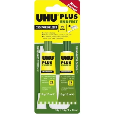 Image de UHU colle à 2 composants Plus Endfest, 2K transparente et très résistante, 33 g