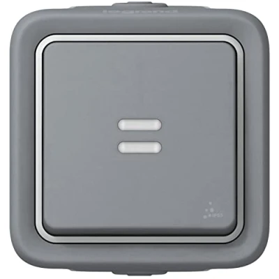 Image de Legrand 069712 Interrupteur ou va et vient Témoin Étanche, Plexo Complet Saillie, 10AX, 250V, Gris
