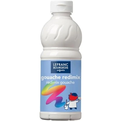 Image de Lefranc Bourgeois Gouache liquide Redimix pour enfants Bouteille 500ml Blanc