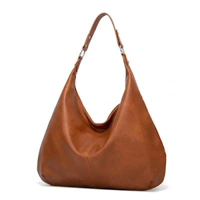 Image de Ashioup Sacs fourre tout en cuir synthétique souple avec fermeture éclair, pour femme, Jaune/marron., Taille unique