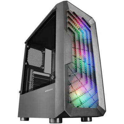 Image de Mars Gaming MC TOR Noir, Boîtier Semi Tour ATX, Fenêtre Latérale Complète, Design Mesh Frontal, 3x Ventilateurs FRGB 120mm, Double Chambre