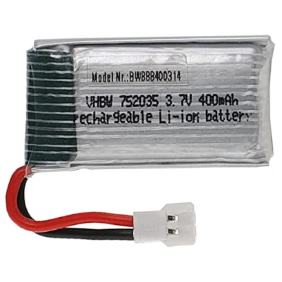 Image de vhbw Batterie Compatible avec XH 2.54 2P connecteur pour modéle RC par ex. Voiture de Course Avion (400mAh, 3,7V, Li polymère, 37 x 20 8 mm)